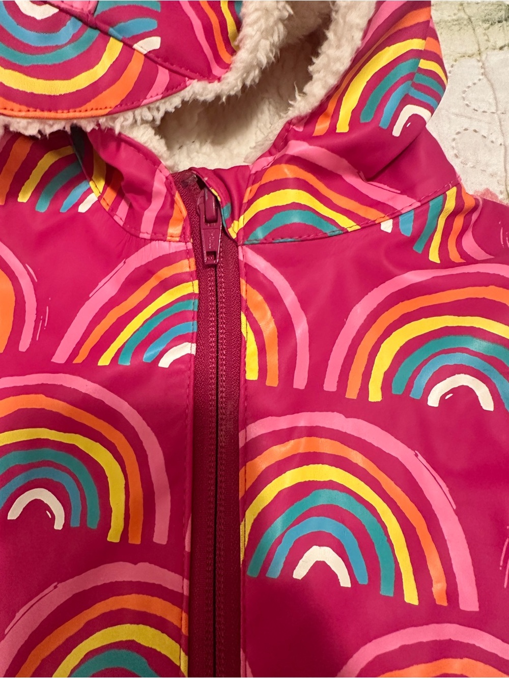 Hatley Rainy Rainbows Sherpa Lined Baby Rain Bundler Suit Size 9-12 Months - Picture 3 of 11